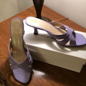 Lavender kitten heel sandals